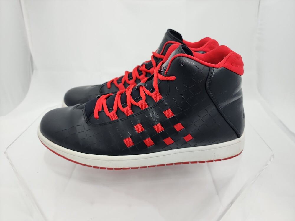 Jordan Illusion Black University Red Men 14 Woven Leather Sneakers 705141 001